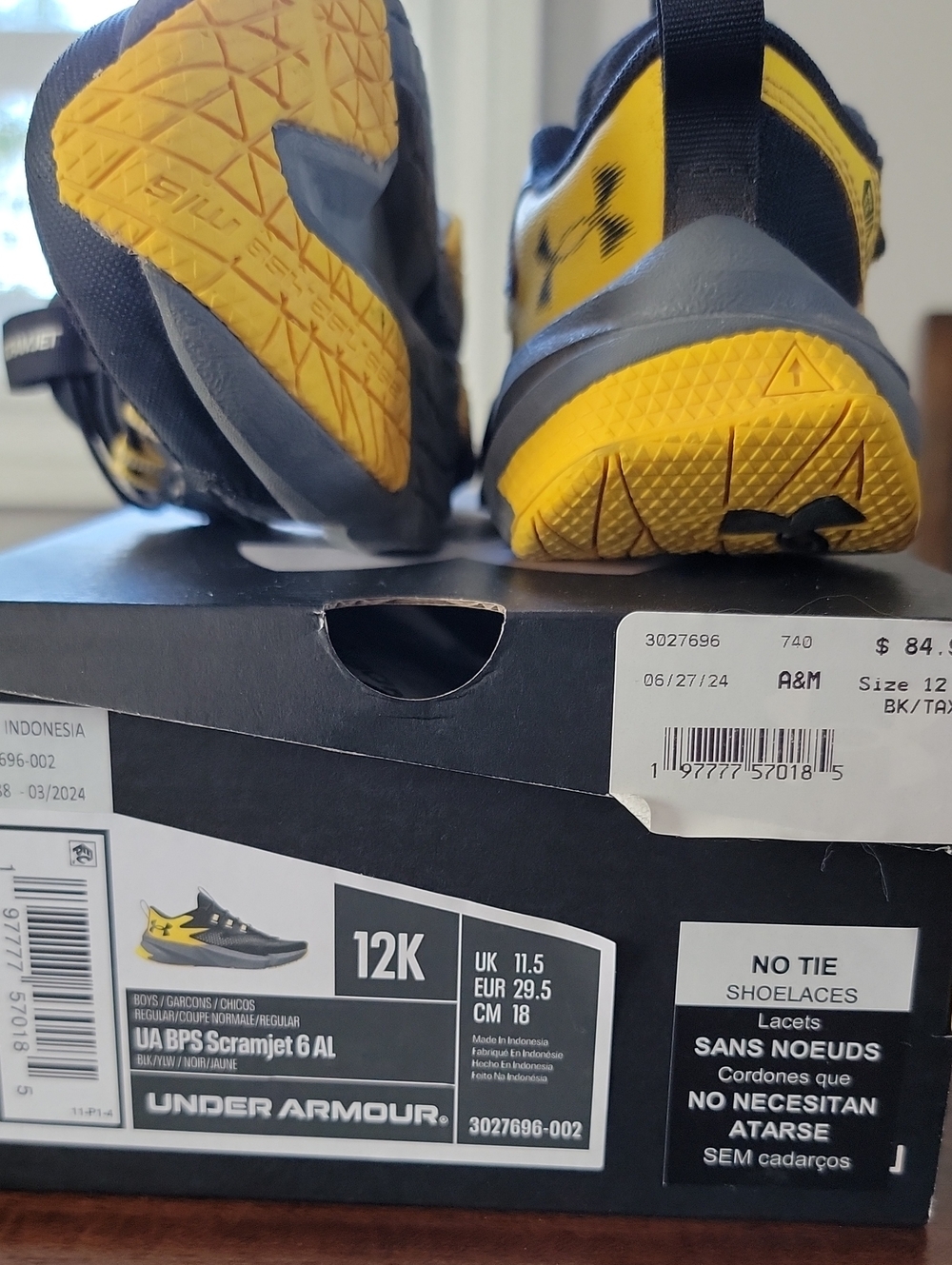 Under Armour Kids Yellow and Gray Slip-On Sneakers